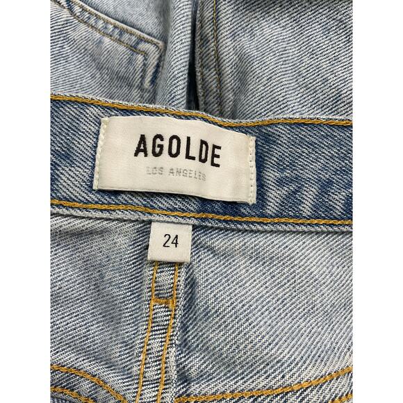 Agolde 'Parker' Blue Denim Jean Long Short Size 24 - Picture 4 of 5